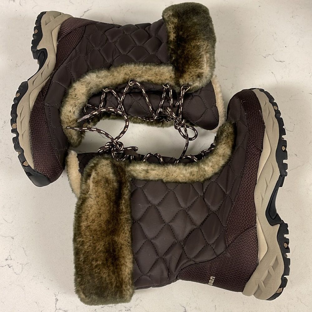L. L. Bean Faux Fur Winter Snow Bootss Size 8.5 Brown - Picture 10 of 16